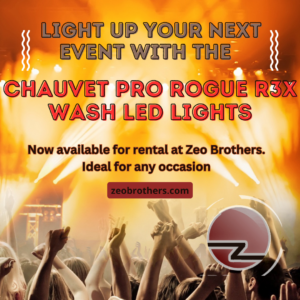 Zeo Brothers is thrilled to introduce the Chauvet Pro Rogue R3X Wash LED Lights, the latest addition to our rental lineup. We are dedicated to providing our clients with state-of-the-art audio-visual equipment to transform their events into extraordinary experiences. These high-performing lights are designed to illuminate a wide range of events, from concerts and theatrical productions to corporate gatherings and special celebrations.