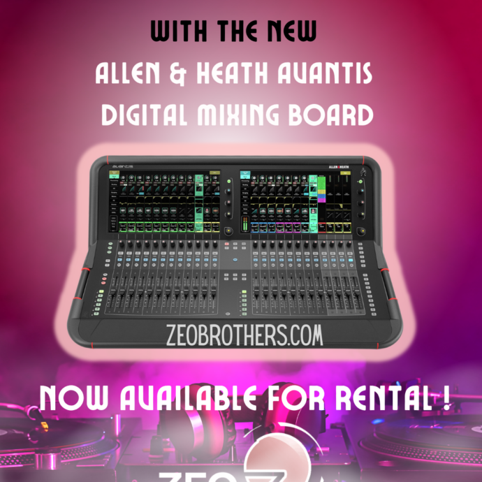 At Zeo Brothers, we continually strive to bring you the best in audio-visual technology, ensuring your events are unforgettable. We are thrilled to announce the latest addition to our rental inventory: the Allen & Heath Avantis Digital Mixing Board. This state-of-the-art equipment promises to revolutionize your sound experience, whether you're hosting a concert, corporate event, or theater production. Unmatched Sound Quality and Flexibility The Allen & Heath Avantis is renowned for its superior sound quality and versatile capabilities. It features a 64-channel, 96kHz FPGA processing core, providing unparalleled audio fidelity and the flexibility to handle complex setups with ease. The dual 15.6-inch Full HD touchscreens offer an intuitive and efficient interface, allowing sound engineers to mix with precision and confidence. Key Features and Benefits 1. Advanced Processing Power: The Avantis boasts Allen & Heath's DEEP and Dyn8 processing, delivering comprehensive control over every aspect of your sound. With 64 input channels and up to 42 configurable buses, you can manage even the most demanding productions. 2. User-Friendly Interface: The board's twin HD touchscreens provide a user-friendly platform for fast access to all mixing functions. The drag-and-drop interface, customizable widgets, and scene recall features streamline operations, ensuring a seamless mixing experience. 3. Robust Connectivity: The Avantis offers extensive connectivity options, including dLive I/O expanders, Dante, Waves, and MADI interfaces. This ensures compatibility with a wide range of external devices and networks, enhancing the board's versatility. 4. Reliability and Durability: Built with the ruggedness that professional environments demand, the Avantis is designed to withstand the rigors of live events and touring. Its robust construction guarantees reliable performance, show after show. Why Choose Zeo Brothers for Your Audio Equipment Rental? At Zeo Brothers, we don't just provide equipment; we offer a complete audio-visual solution. Our team of experienced technicians will assist you in setting up and operating the Avantis, ensuring you get the most out of this cutting-edge mixing board. Whether you're a seasoned sound engineer or new to digital mixing, our support team is here to help you achieve the perfect mix. Elevate Your Event Experience With the Allen & Heath Avantis Digital Mixing Board, your event will benefit from the highest standard of audio quality and operational efficiency. Renting this advanced equipment from Zeo Brothers guarantees that your audience will enjoy crystal-clear sound, enhancing their overall experience. Ready to take your event audio to the next level? Contact Zeo Brothers today to learn more about renting the Allen & Heath Avantis Digital Mixing Board and other top-of-the-line audio-visual equipment.